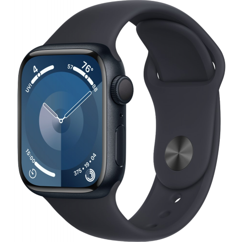 Apple Watch Series 9, 45 мм, корпус из алюминия цвета «тёмная ночь», спортивный ремешок цвета «тёмная ночь», размер S/M-0603093783
