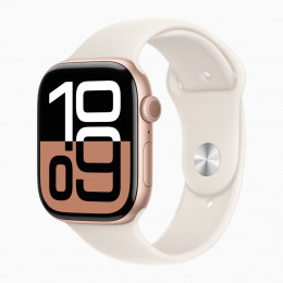 Apple Watch Series 10, 46 мм, корпус из алюминия Rose Gold, спортивный ремешок "сияющая звезда"   S/M