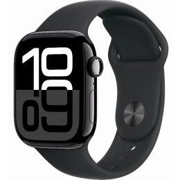 Apple Watch Series 10, 46 мм, корпус из алюминия Black Jet, спортивный ремешок "черный"  S/M