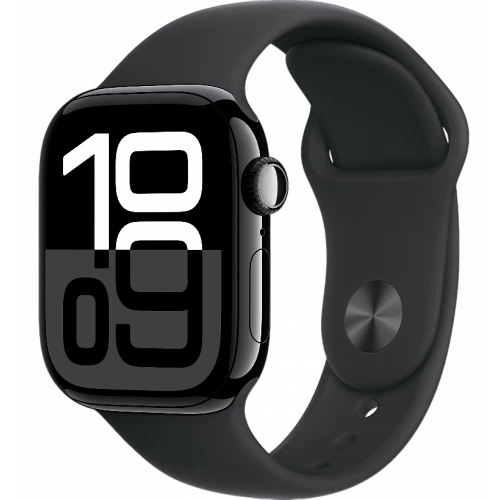 Apple Watch Series 10, 42 мм, корпус из алюминия Black Jet, спортивный ремешок "черный"  S/M-0603093783