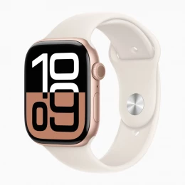 Apple Watch Series 10, 46 мм, корпус из алюминия Rose Gold, спортивный ремешок "сияющая звезда"   S/M